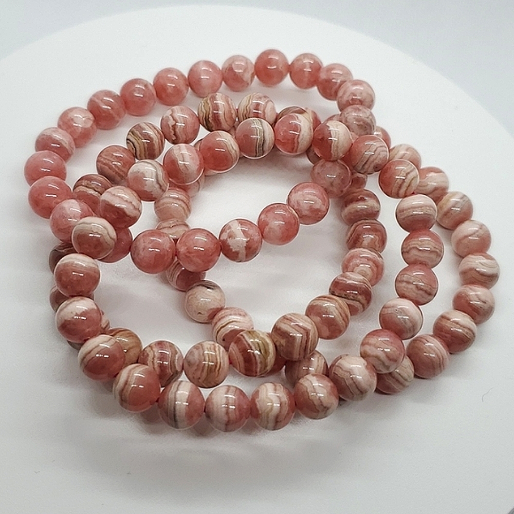 Rhodochrosite Hand Selected AAA High Grade Color and Banding Crystal Bracelet
